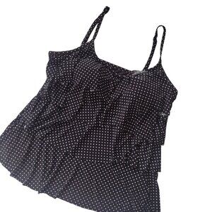 Miraclesuit Polka Dot Tankini Top 16 Black White Ruffles Soft Cup Swim Top Only